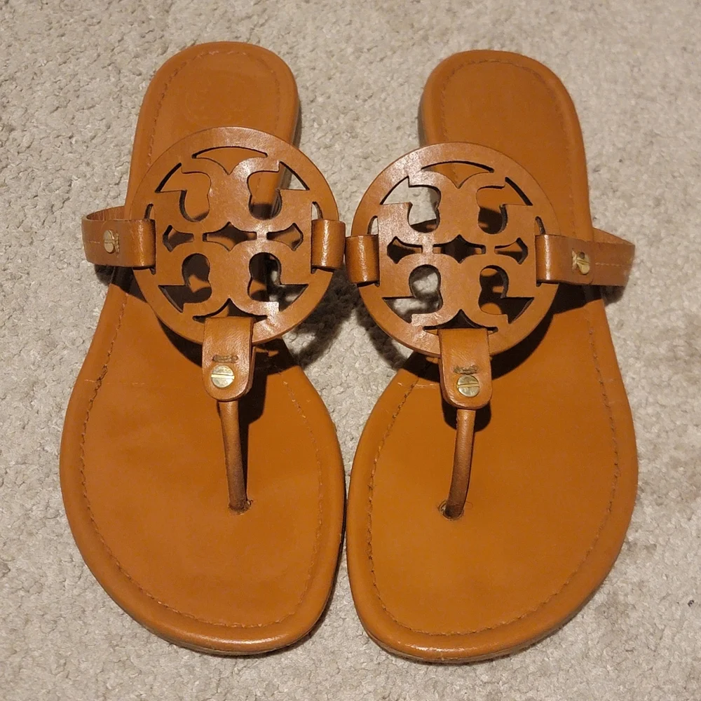 Tory Burch Miller Sandals Vintage Vachetta Size 10.5